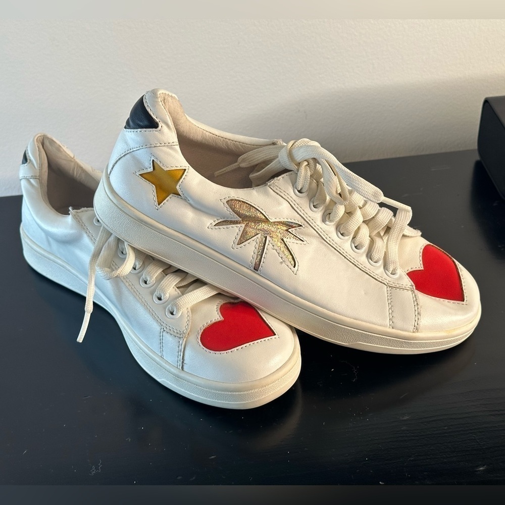 Steve Madden White Limit Leather Sneaker - Women Size-7 1/2 - Picture 2 of 8